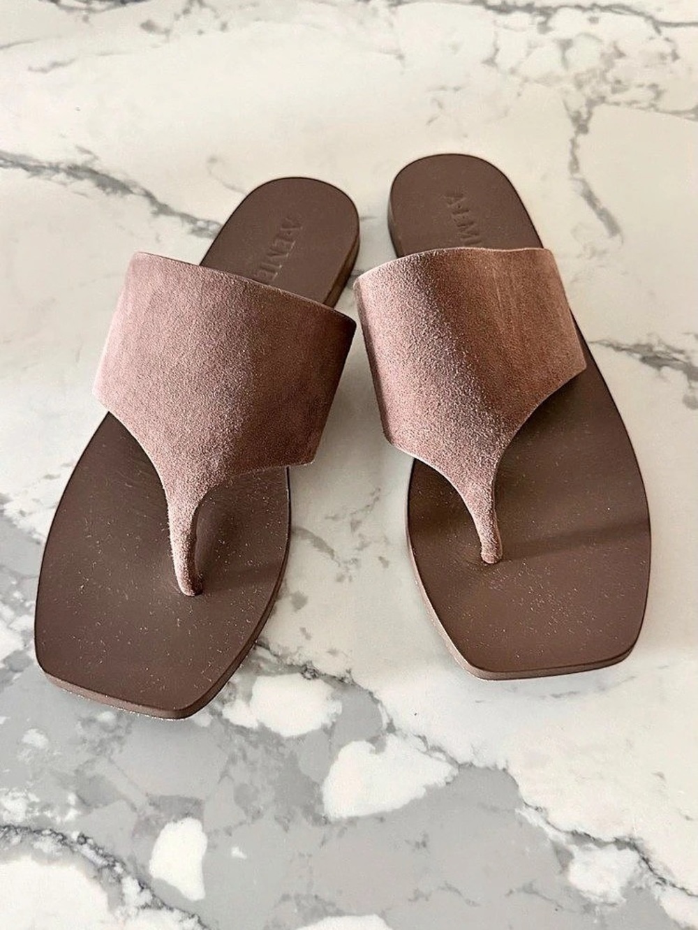 A emery suede flip flops